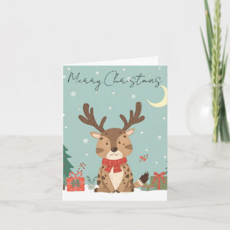 Cartão De Festividades Merry Christmas Cute Reindeer Christmas Card