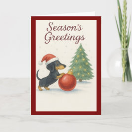 Cartão De Festividades Merry Christmas Dachshund dog card