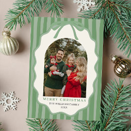 Cartão De Festividades Merry Christmas Elegant Bow Photo Holiday Card