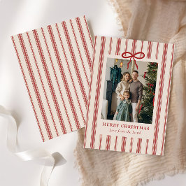 Cartão De Festividades Merry Christmas Elegant Bow Photo Holiday Card
