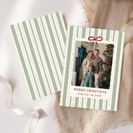 Cartão De Festividades Merry Christmas Elegant Bow Photo Holiday Card