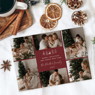 Cartão De Festividades Merry Christmas Family 6 Photo Collage