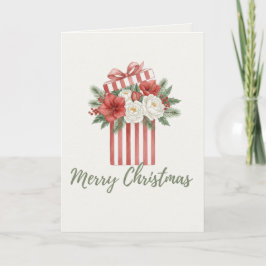 Cartão De Festividades Merry Christmas Floral Gift Box Card