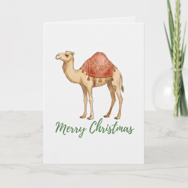 Cartão De Festividades Merry Christmas Folded Greeting Camel Card (Frente)