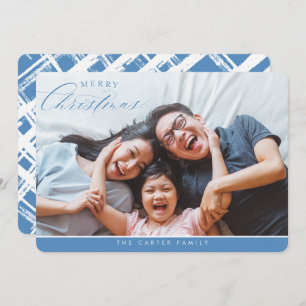 Cartão De Festividades MERRY CHRISTMAS FOTO elegante azul de caligrafia