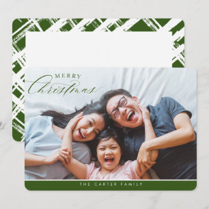 Cartão De Festividades MERRY CHRISTMAS FOTO elegante caligrafia verde