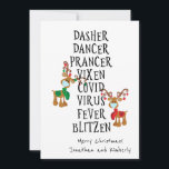 Cartão De Festividades Merry Christmas Funny Reindeer Names 2021<br><div class="desc">Esta design foi criada através da arte digital. Pode ser personalizada na área fornecida pela alteração da foto e/ou do texto. Ou pode ser personalizado escolhendo o clique para personalizar outra opção e excluir ou alterar a cor do plano de fundo, adicionar texto, alterar a cor ou o estilo do...</div>