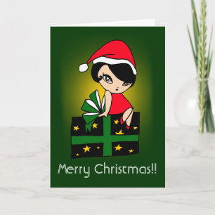 Cartão De Festividades Merry Christmas!! GirlM card (C212)