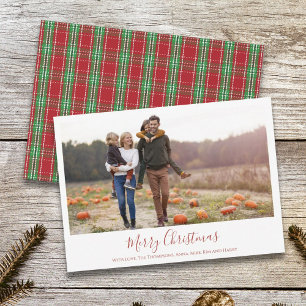 Cartão De Festividades Merry Christmas Holiday Red Green Country Plaid