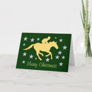 Cartão De Festividades Merry Christmas Horse and Stars Greeting Card
