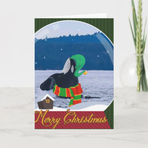 Cartão De Festividades Merry Christmas Killer Whale Elf greeting card