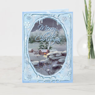 CARTÃO DE FESTIVIDADES MERRY CHRISTMAS LOG CABIN POR SHARON SHARPE