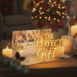 Cartão De Festividades Merry Christmas Modern Pineneedle 3 Photo Collage