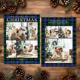 Cartão De Festividades Merry Christmas Multi Photo Green Plaid