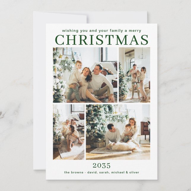 Cartão De Festividades Merry Christmas Multi Photo Holiday Card (Frente)