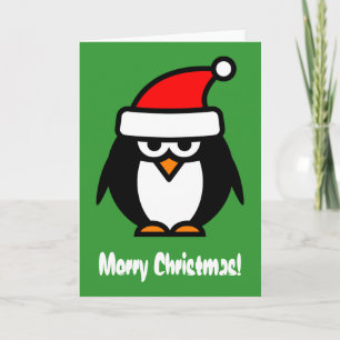Cartão De Festividades Merry Christmas penguin cartoon greeting card