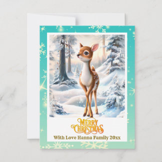 Cartão De Festividades Merry Christmas Personised I Cute Baby Deer