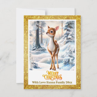 Cartão De Festividades Merry Christmas Personised I Cute Baby Deer
