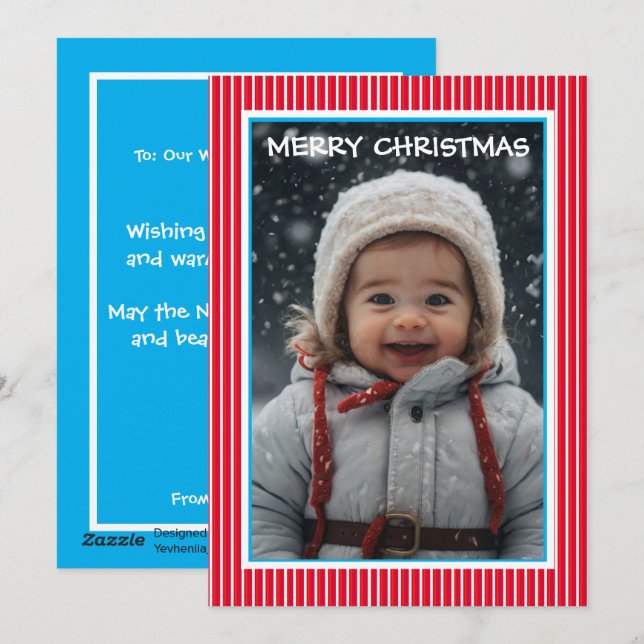 Cartão De Festividades Merry Christmas Photo Card for Grandma from Family (Frente/Verso)