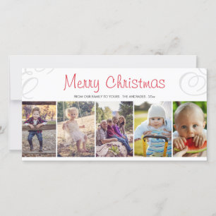 Cartão De Festividades Merry Christmas Photo Collage Flat Holiday Custom