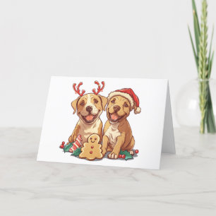 Cartão De Festividades Merry Christmas Pit Bull Cães