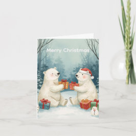 Cartão De Festividades Merry Christmas Polar Bear Presents Christmas Card