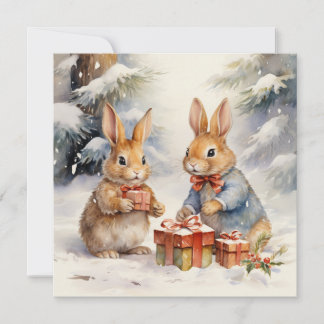 Cartão De Festividades Merry Christmas Rabbit Card