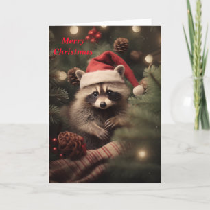 Cartão De Festividades Merry Christmas Racoon