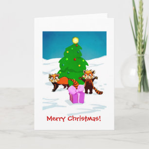 Cartão De Festividades Merry Christmas Red Pandas