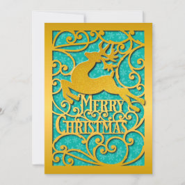 Cartão De Festividades Merry Christmas Reindeer Silhouettes Snowflake