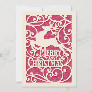 Cartão De Festividades Merry Christmas Reindeer Silhouettes Snowflake