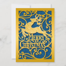 Merry Christmas Reindeer Silhouettes Snowflake