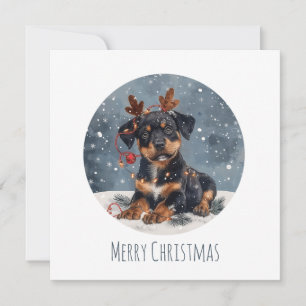 Cartão De Festividades Merry Christmas Rottweiler Dog Reindeer