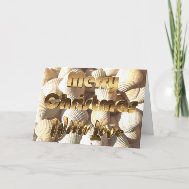 Cartão De Festividades Merry Christmas Sea Shels Summer Tropical Beach (Frente)