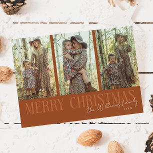 Cartão De Festividades Merry Christmas Signature Multi Photo Terracotta