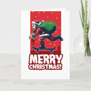 Cartão De Festividades Merry Christmas Skateboarding Santa Holidays