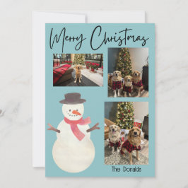 Cartão De Festividades Merry Christmas Snowman Photo Card