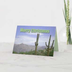 Cartão De Festividades Merry Christmas Southwest Landscape with Saguaros