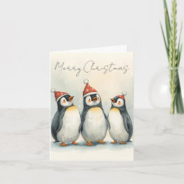 Cartão De Festividades Merry Christmas Three Penguins Christmas Card