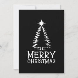 Cartão De Festividades Merry Christmas Tree Black Chic Distressed Grunge