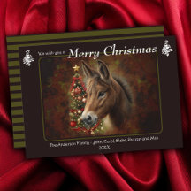 Merry Christmas Tree Mule Equine Personalizado