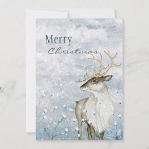 Cartão De Festividades Merry Christmas Watercolor Deer Scenname