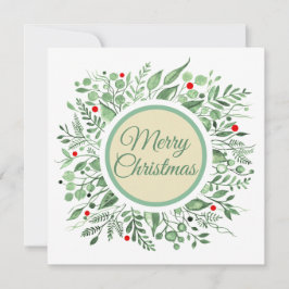 Cartão De Festividades Merry Christmas Watercolor Wreath 2.0