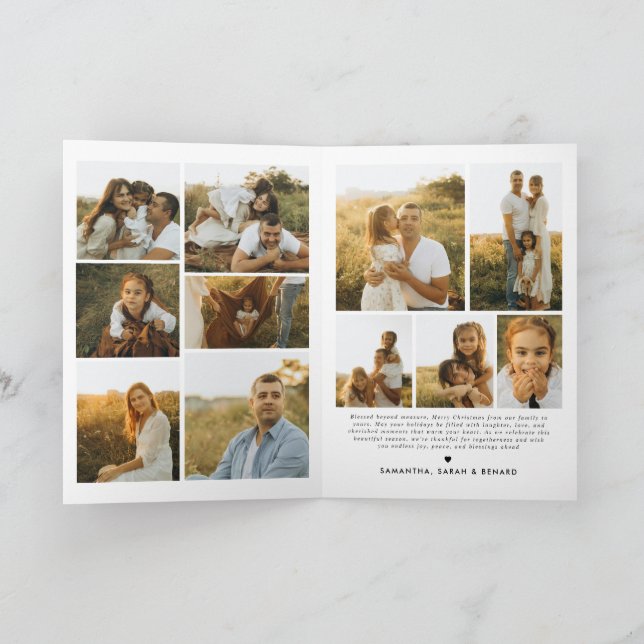 Cartão De Festividades Merry Christmas Whimsical Script  Family 12 Photos (Interior)