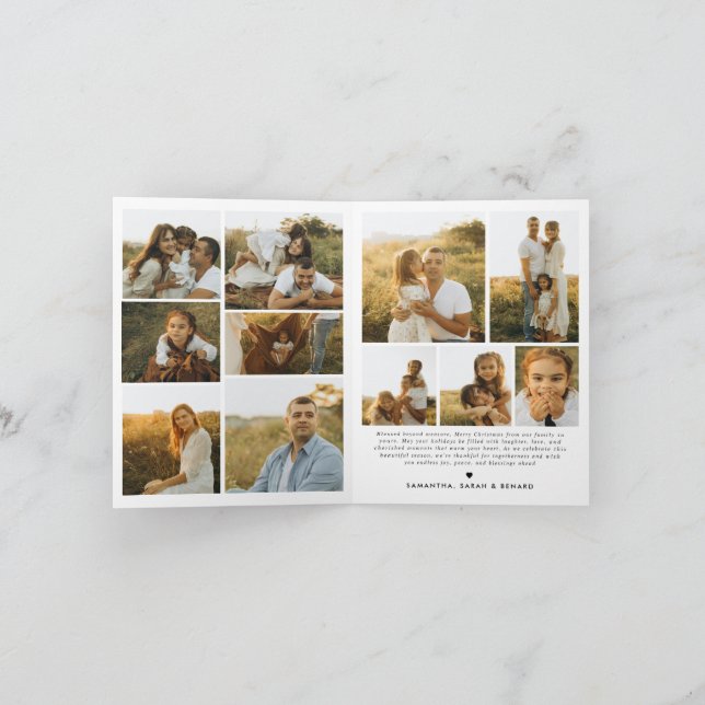 Cartão De Festividades Merry Christmas Whimsical Script  Family 12 Photos (Interior)