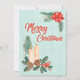 Cartão De Festividades Merry Christmas Wishes with Candles Pinecones and