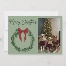 Cartão De Festividades Merry Christmas Wreath Photo Card