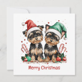 Cartão De Festividades Merry Christmas Yorkshire Terrier Dogs