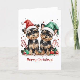 Cartão De Festividades Merry Christmas Yorkshire Terrier Dogs
