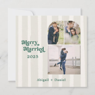 Cartão De Festividades Merry e Casado Quadro de Foto Desenhado à Mão Casa
